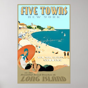 Five Towns Long Island New York South Shore Beach Poster