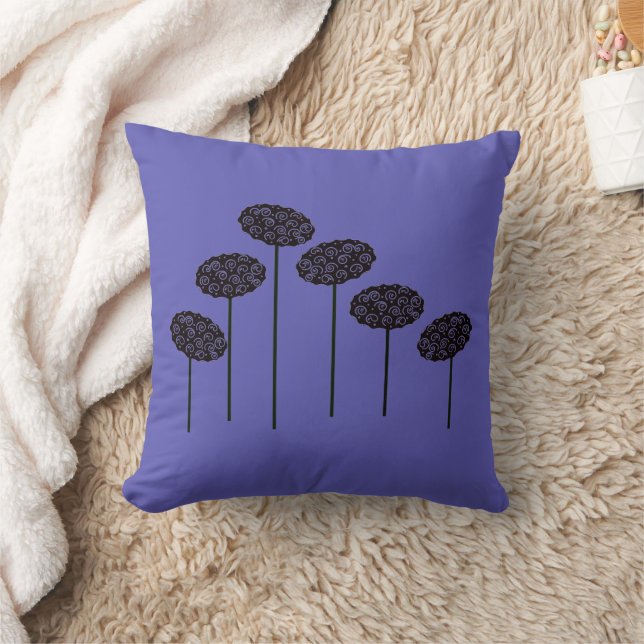 Five Trees on Purple Throw Pillow (Blanket)