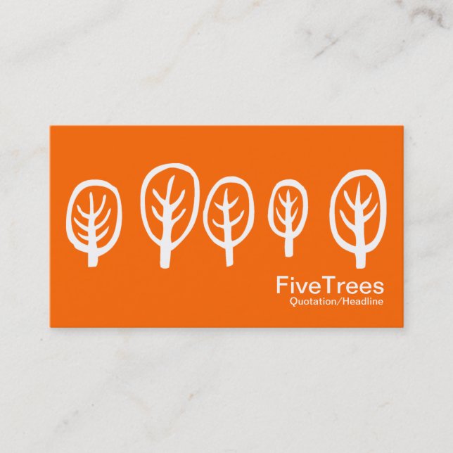 Five Trees - White on Orange Business Card (Front)