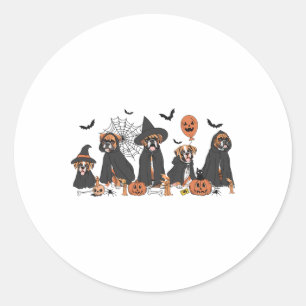 Five Witch Boxer Dog Halloween Boxer Dog Spooky Se Classic Round Sticker