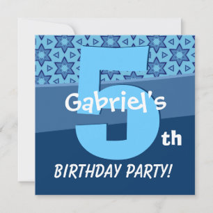 Five Year Old Birthday Blue Stars For Boy W727 Invitation