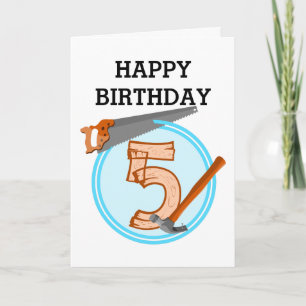 Five Year old Boy Birthday TOOLS Card