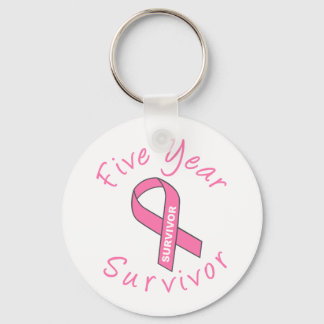 Five Year Survivor (Circle Pink Ribbon) Keychain
