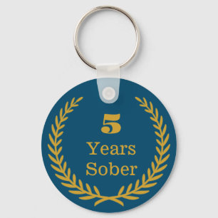 Five Years Sober, Personalizable Sobriety Keepsake Keychain