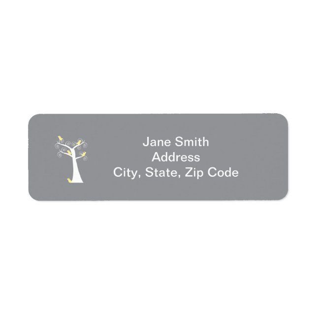 Five Yellow Birds in a Tree Label (Front)