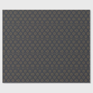 Fivefold Star Geometry in Midnight and Gold Wrappi Wrapping Paper