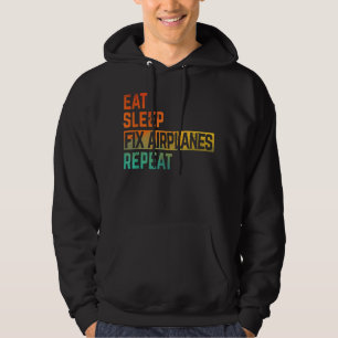 Fix Airplane Mechanic Eat Sleep Repeat Watercolor Hoodie