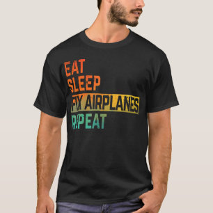 Fix Airplane Mechanic Eat Sleep Repeat Watercolor T-Shirt