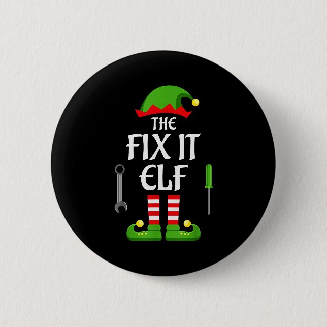 Fix It Elf Family Matching Group Christmas  2 Inch Round Button (Front)