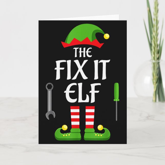 Fix It Elf Family Matching Group Christmas  Card (Front)