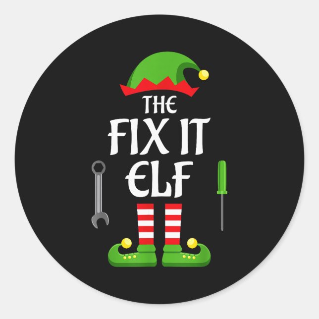Fix It Elf Family Matching Group Christmas  Classic Round Sticker (Front)