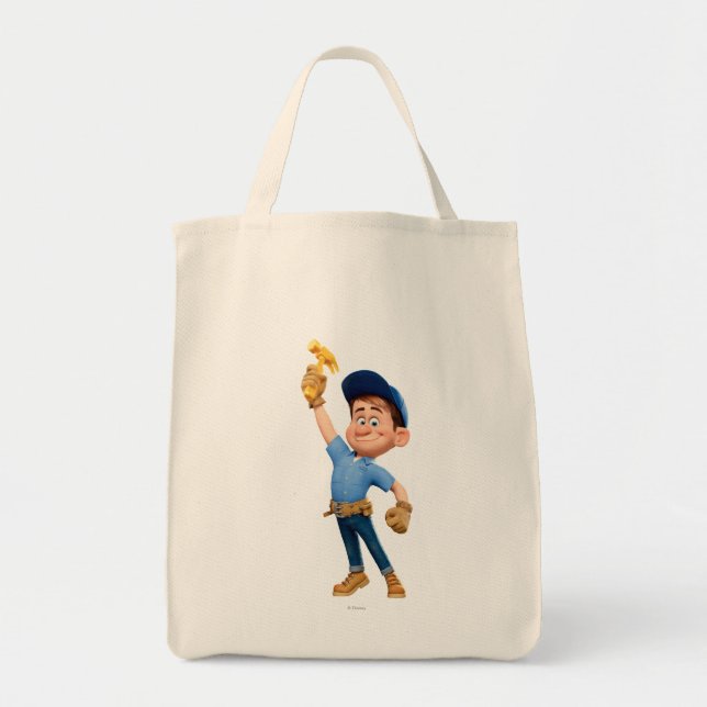 Fix-It Jr Holding Hammer in the Air Tote Bag (Front)