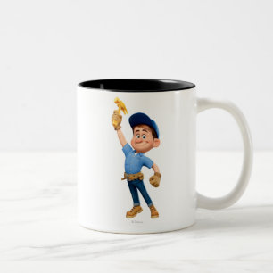 Fix-It Jr Holding Hammer in the Air Two-Tone Coffee Mug