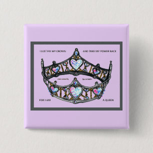 Fix my crown take power back am queen pink silver 2 inch square button