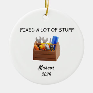 Fixed a Lot of Stuff, Toolbox Ornament, Contractor Ceramic Ornament