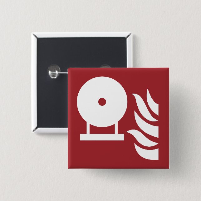 Fixed Fire Extinguisher Bottle Safety Sign 2 Inch Square Button (Front & Back)