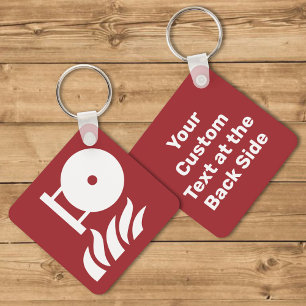 Fixed Fire Extinguisher Bottle Safety Sign Keychain