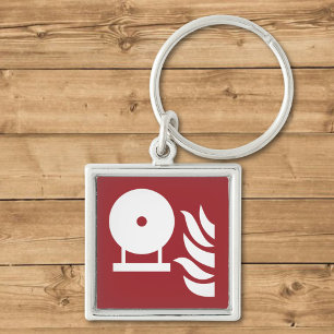 Fixed Fire Extinguisher Bottle Safety Sign Keychain