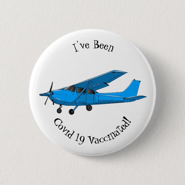 Fixed-wing aircraft cartoon illustration 2 inch round button (Front)