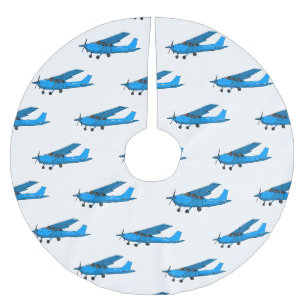 Fixed-wing aircraft cartoon illustration brushed polyester tree skirt