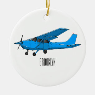 Fixed-wing aircraft cartoon illustration ceramic ornament