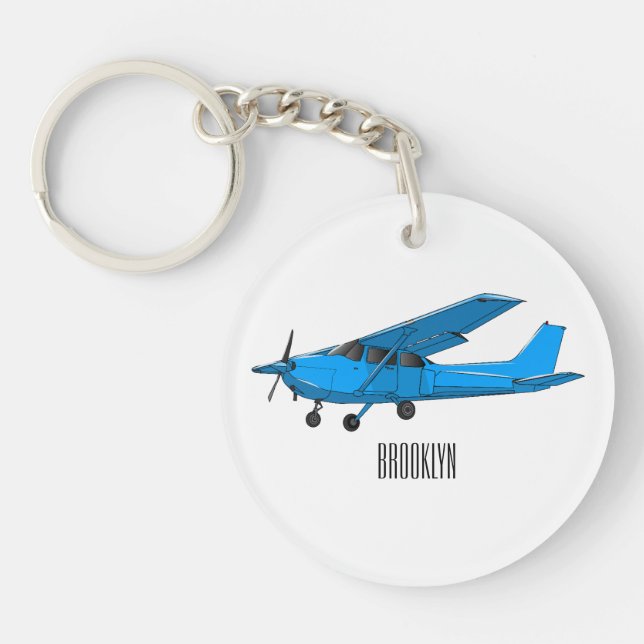 Fixed-wing aircraft cartoon illustration keychain (Front)