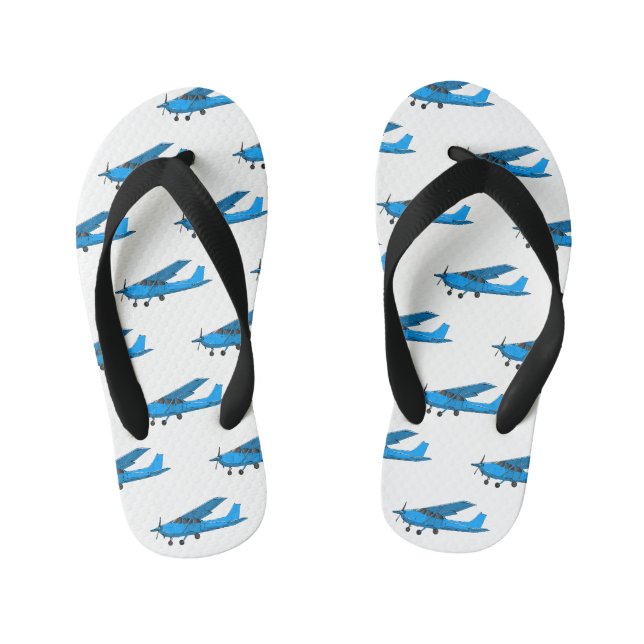 Fixed-wing aircraft cartoon illustration kid's flip flops (Footbed)