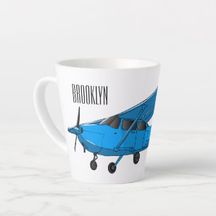 Fixed-wing aircraft cartoon illustration latte mug