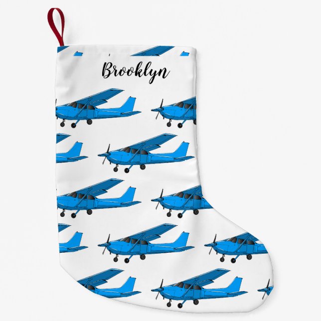 Fixed-wing aircraft cartoon illustration small christmas stocking (Front)