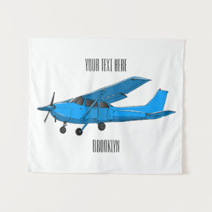 Fixed-wing aircraft cartoon illustration tapestry