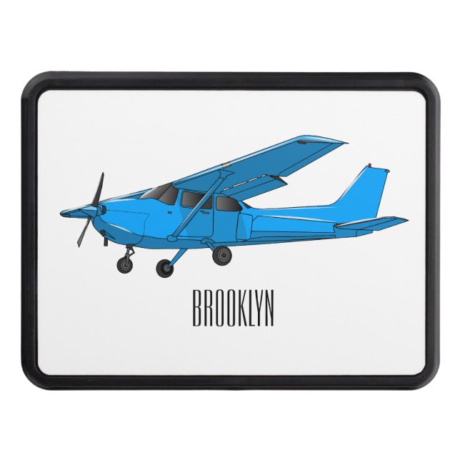 Fixed-wing aircraft cartoon illustration trailer hitch cover (Front)