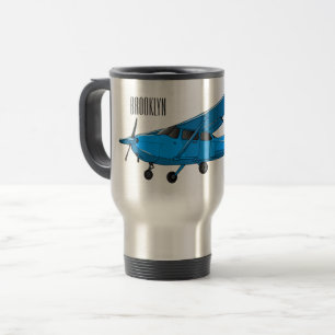 Fixed-wing aircraft cartoon illustration travel mug