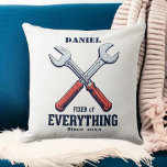 Fixer of Everything Since | Custom Father's Day Throw Pillow<br><div class="desc">A perfect tribute to the household hero! This custom Father's Day throw pillow lets you add the year your dad became a legend — the go-to guy for fixing everything—a heartfelt and humourous gift for any handyman dad.</div>
