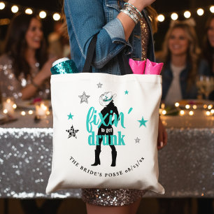 Fixin' The Posse Disco Bachelorette Teal ID925 Tote Bag