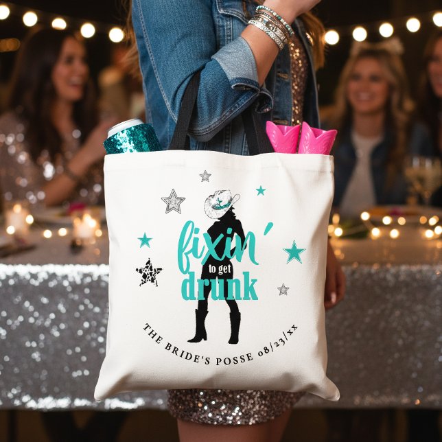 Fixin' The Posse Disco Bachelorette Teal ID925 Tote Bag (Creator Uploaded)
