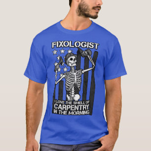 Fixologist Gothic Skeleton USA Flag Woodworking Ca T-Shirt