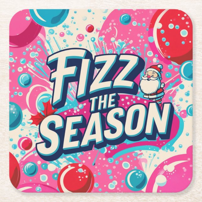 Fizz the Season Playful Christmas Coaster (Front)