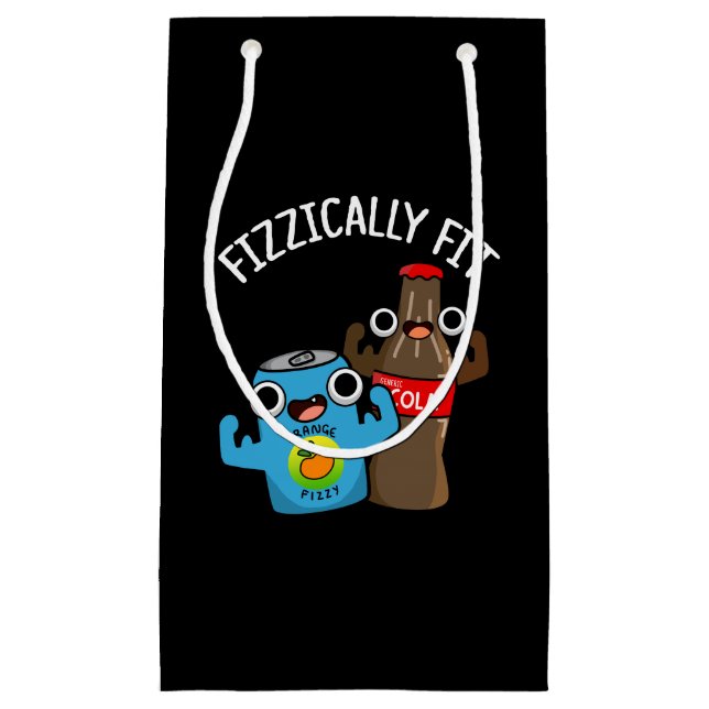 Fizzically Fit Funny Fizzy Cola Pun Dark BG Small Gift Bag (Front)