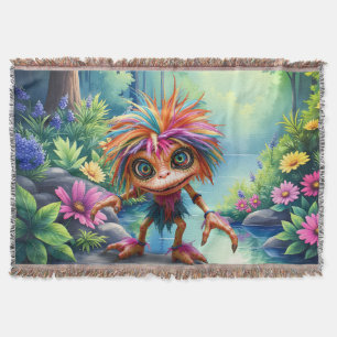Fizzwiggle the Rainbow Mischief Sprite. Throw Blanket