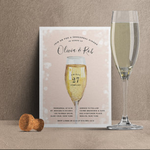 Fizzy Pop Champagne Glass Rehearsal Dinner Invitation