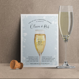 Fizzy Pop Champagne Glass Rehearsal Dinner Invitation