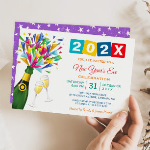 Fizzy Pop Cheers to New Year's Eve Party Invitation