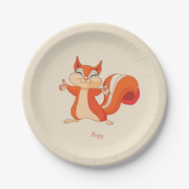 Fizzy the Playful Squirrel Paper Plate (Front)