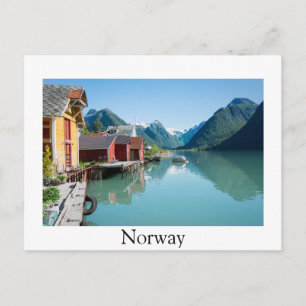 Fjærland and fjord, Norway border postcard