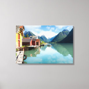 Fjaerlandsfjord fjord landscape in Norway Canvas Print
