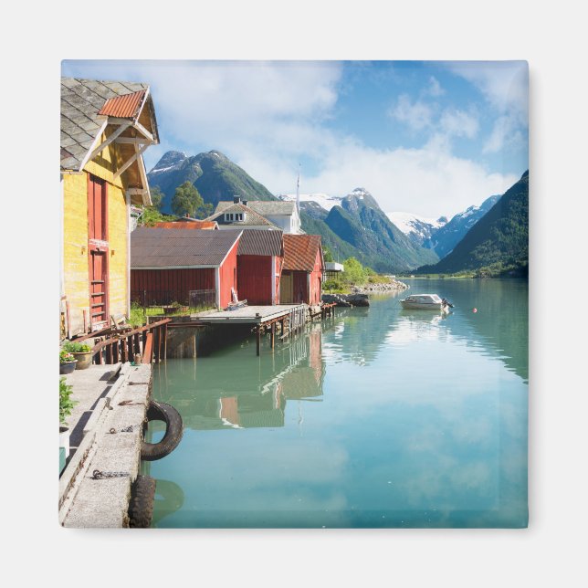 Fjaerlandsfjord fjord landscape in Norway Magnet (Front)
