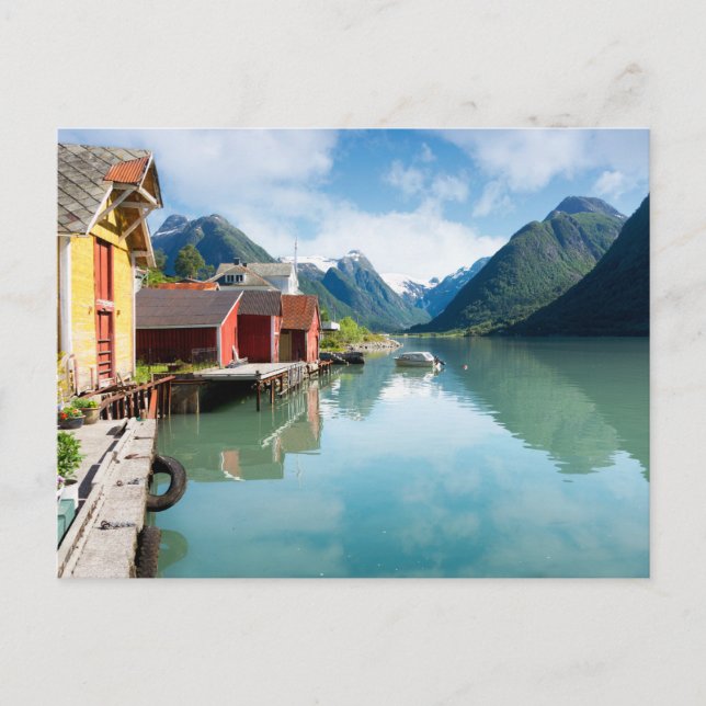 Fjaerlandsfjord fjord landscape in Norway Postcard (Front)