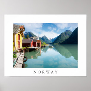 Fjaerlandsfjord fjord landscape in Norway Poster