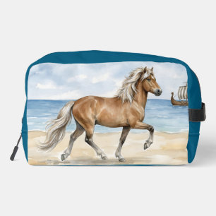 Fjara Icelandic Horse watercolor on the Beach Dopp Kit