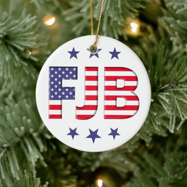 FJB Let's Go Brandon funny anti joe Biden Ceramic Ornament (Tree)